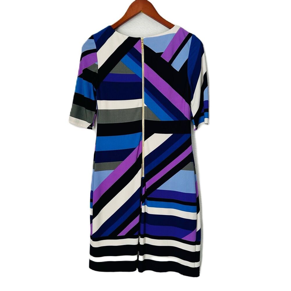 Eliza J Dress Women Size 2 Multicolor Stripe Jersey Career Business Casual Lined - Picture 2 of 15